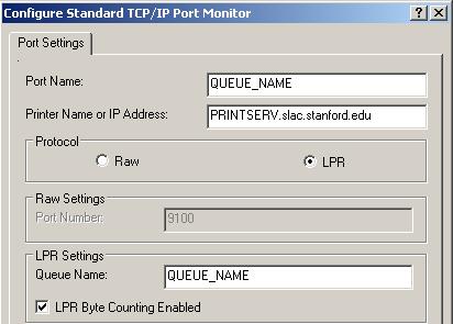 LPR - Configure Standard TCP/IP Port Monitor
