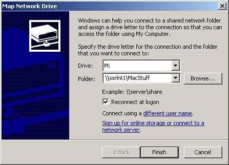 how to connect to a mac network drive on windows