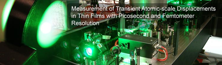 Measurement of Transient Atomic-scale Displacements in Thin Films with Picosecond and Femtometer Resolution