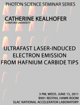 Ultrafast laser-induced electron emission from Hafnium Carbide tips