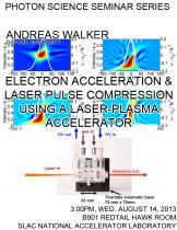 Electron acceleration & laser pulse compression using a laser-plasma accelerator 