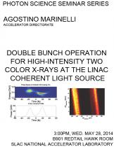 Double bunch operation for high-intensity two color x-rays at the linac coherent light source