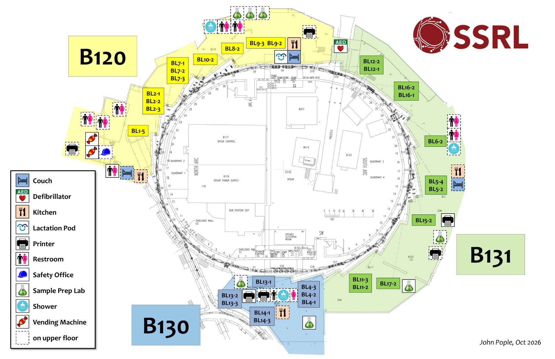 SSRL experimental floor map, updated in october 2026