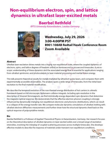 "Non-equilibrium electron, spin, and lattice  dynamics in ultrafast laser-excited metals." Baerbel Rethfeld, RPTU University of Kaiserslautern